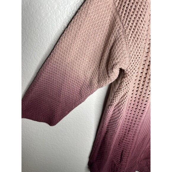 Torrid Sweater Womens 2X Pink Ombre V Neck Open Knit 3/4 Sleeve Cable Tunic - Picture 3 of 5